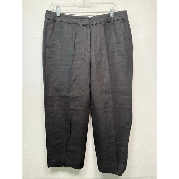 Talbots 100% Linen Chelsea High Rise Wide Leg Crop Pants, Size 8 - Picture 1 of 4